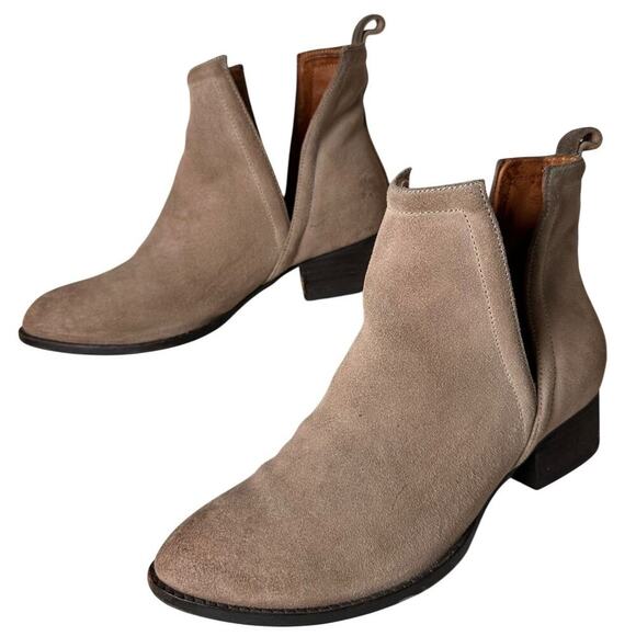 Jeffrey Campbell Muskrat Lo Caramel Suede Booties Women Sz 8 Boho Festival Rodeo - Picture 7 of 16